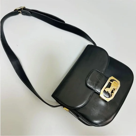 Celine Black Shoulder Bag with Gold Horse Accent - Picture 3 of 16